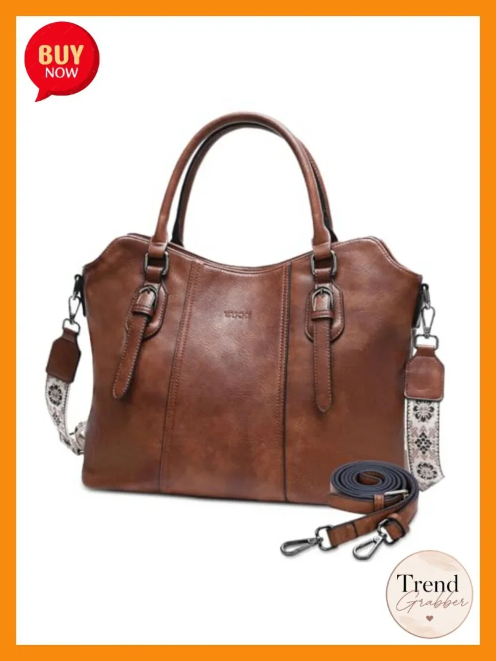 Vegan Leather Hobo Purse with Two Straps - Crossbody Shoulder Tote Bag